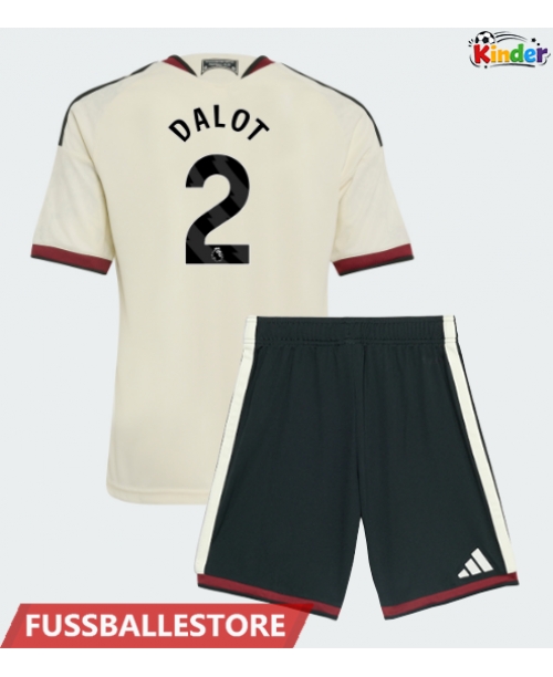 Günstige Manchester United Diogo Dalot #2 3rd trikot Kinder 2026-27 Kurzarm (+ Kurze Hosen)